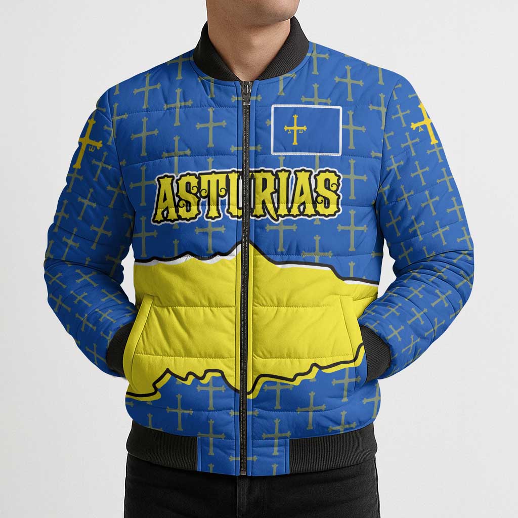 Asturias Flag Bomber Puffer Jacket Autonomous Community of Spain - Wonder Print Shop
