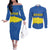 Asturias Flag Couples Matching Off The Shoulder Long Sleeve Dress and Long Sleeve Button Shirt Autonomous Community of Spain - Wonder Print Shop