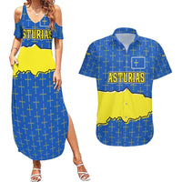 Asturias Flag Couples Matching Summer Maxi Dress and Hawaiian Shirt Autonomous Community of Spain - Wonder Print Shop