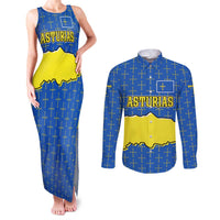 Asturias Flag Couples Matching Tank Maxi Dress and Long Sleeve Button Shirt Autonomous Community of Spain - Wonder Print Shop