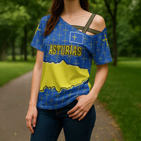 Asturias Flag Cross Shoulder Shirt Autonomous Community of Spain - Wonder Print Shop