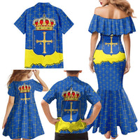 Asturias Flag Family Matching Mermaid Dress and Hawaiian Shirt Autonomous Community of Spain - Wonder Print Shop