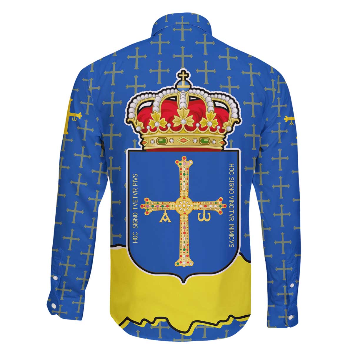 Asturias Flag Family Matching Off The Shoulder Long Sleeve Dress and Hawaiian Shirt Autonomous Community of Spain - Wonder Print Shop
