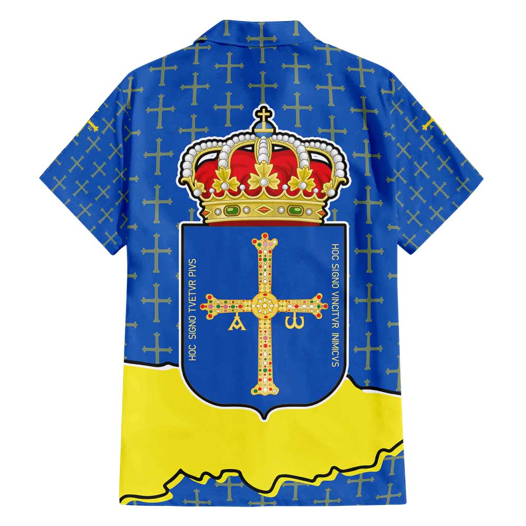 Asturias Flag Family Matching Off Shoulder Short Dress and Hawaiian Shirt Autonomous Community of Spain - Wonder Print Shop