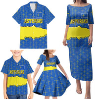Asturias Flag Family Matching Puletasi and Hawaiian Shirt Autonomous Community of Spain - Wonder Print Shop