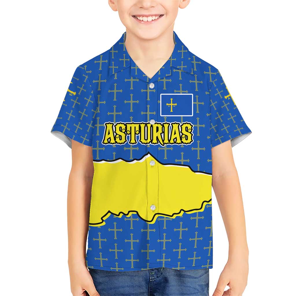 Asturias Flag Family Matching Short Sleeve Bodycon Dress and Hawaiian Shirt Autonomous Community of Spain - Wonder Print Shop