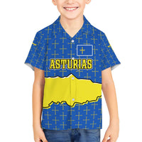 Asturias Flag Family Matching Short Sleeve Bodycon Dress and Hawaiian Shirt Autonomous Community of Spain - Wonder Print Shop