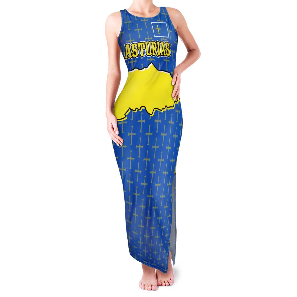 Asturias Flag Family Matching Tank Maxi Dress and Hawaiian Shirt Autonomous Community of Spain - Wonder Print Shop