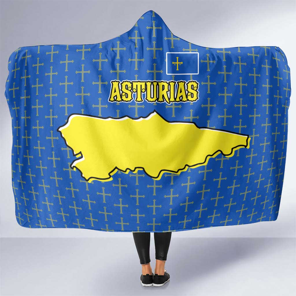 Asturias Flag Hooded Blanket Autonomous Community of Spain - Wonder Print Shop