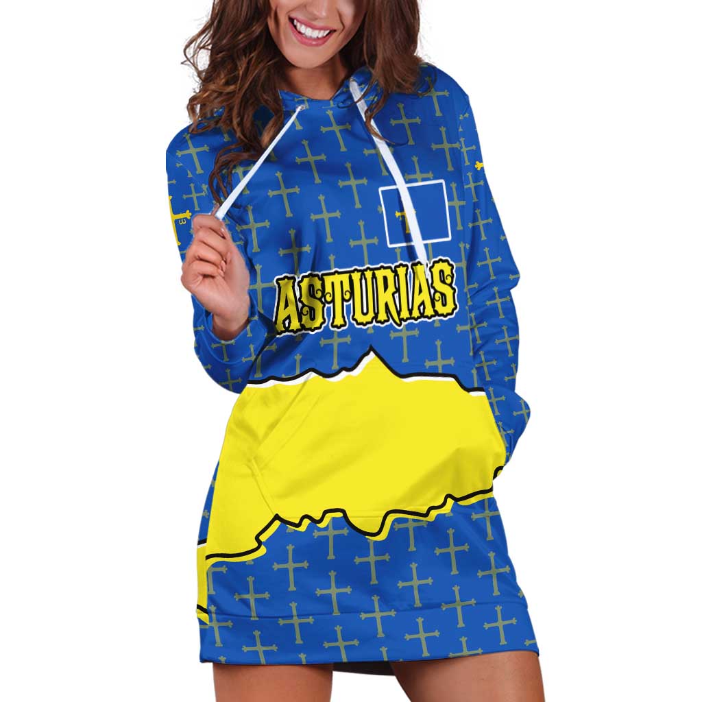 Asturias Flag Hoodie Dress Autonomous Community of Spain - Wonder Print Shop