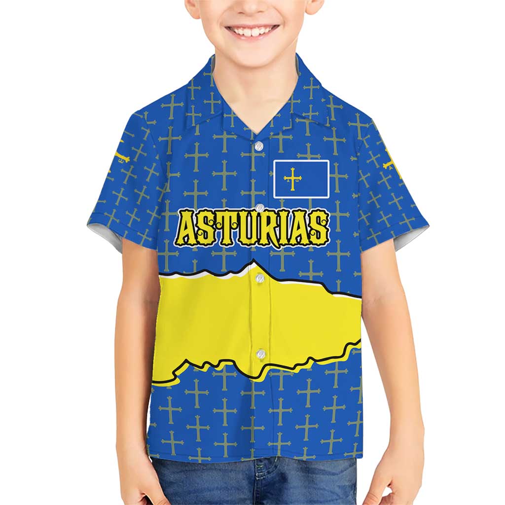 Asturias Flag Kid Hawaiian Shirt Autonomous Community of Spain - Wonder Print Shop