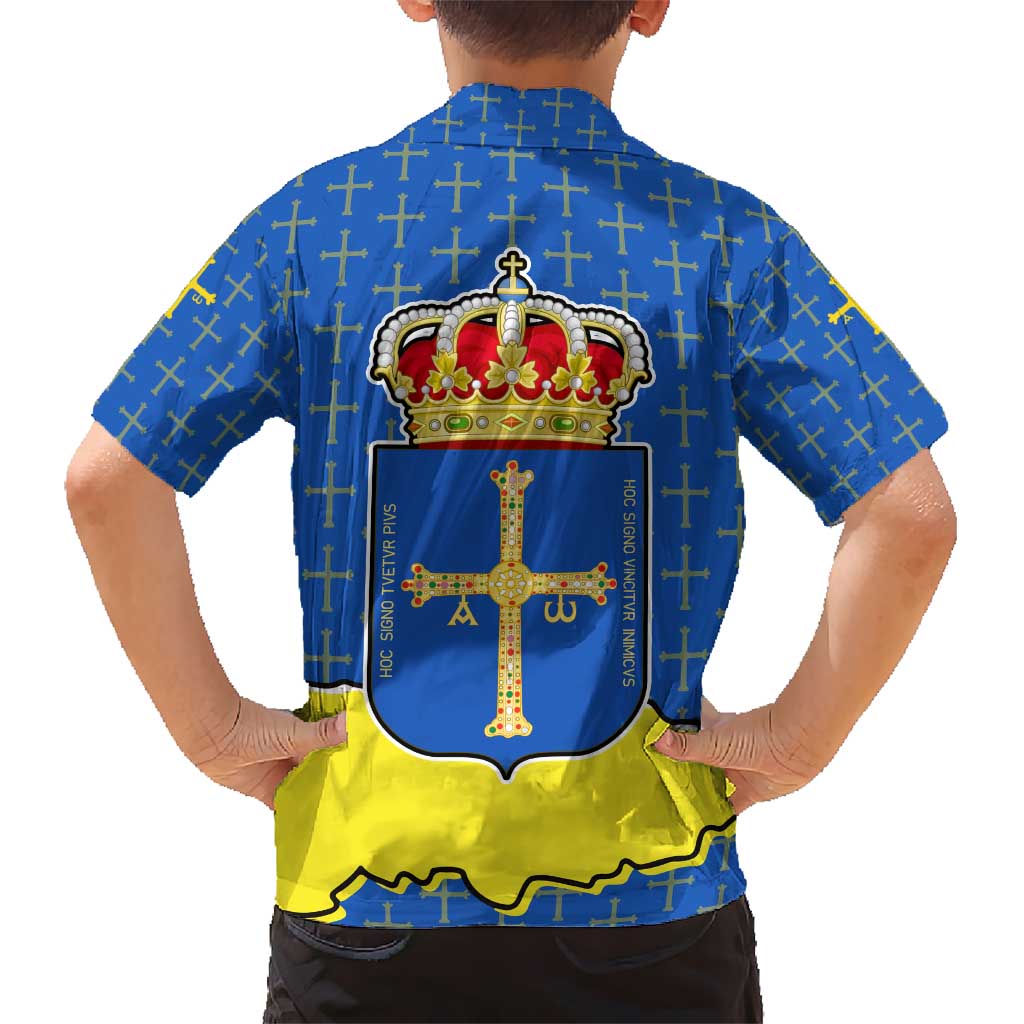 Asturias Flag Kid Hawaiian Shirt Autonomous Community of Spain - Wonder Print Shop