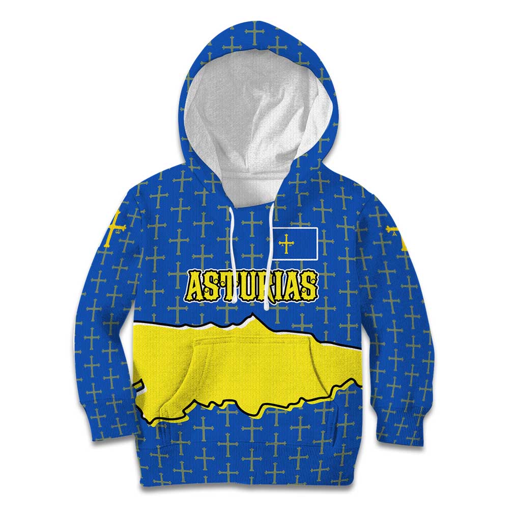 Asturias Flag Kid Hoodie Autonomous Community of Spain - Wonder Print Shop