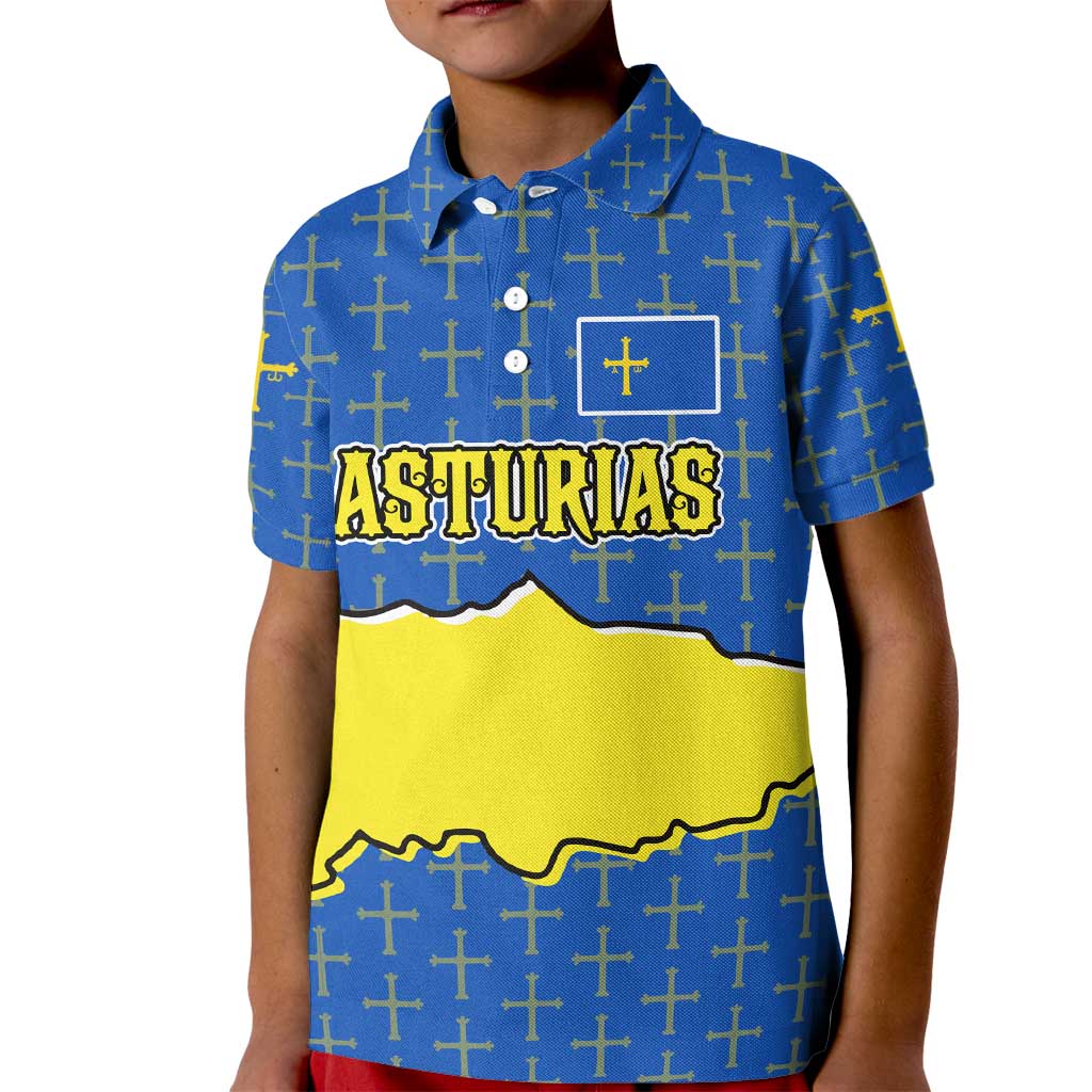 Asturias Flag Kid Polo Shirt Autonomous Community of Spain - Wonder Print Shop