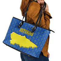 Asturias Flag Leather Tote Bag Autonomous Community of Spain - Wonder Print Shop