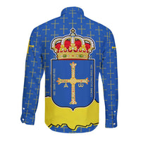 Asturias Flag Long Sleeve Button Shirt Autonomous Community of Spain - Wonder Print Shop