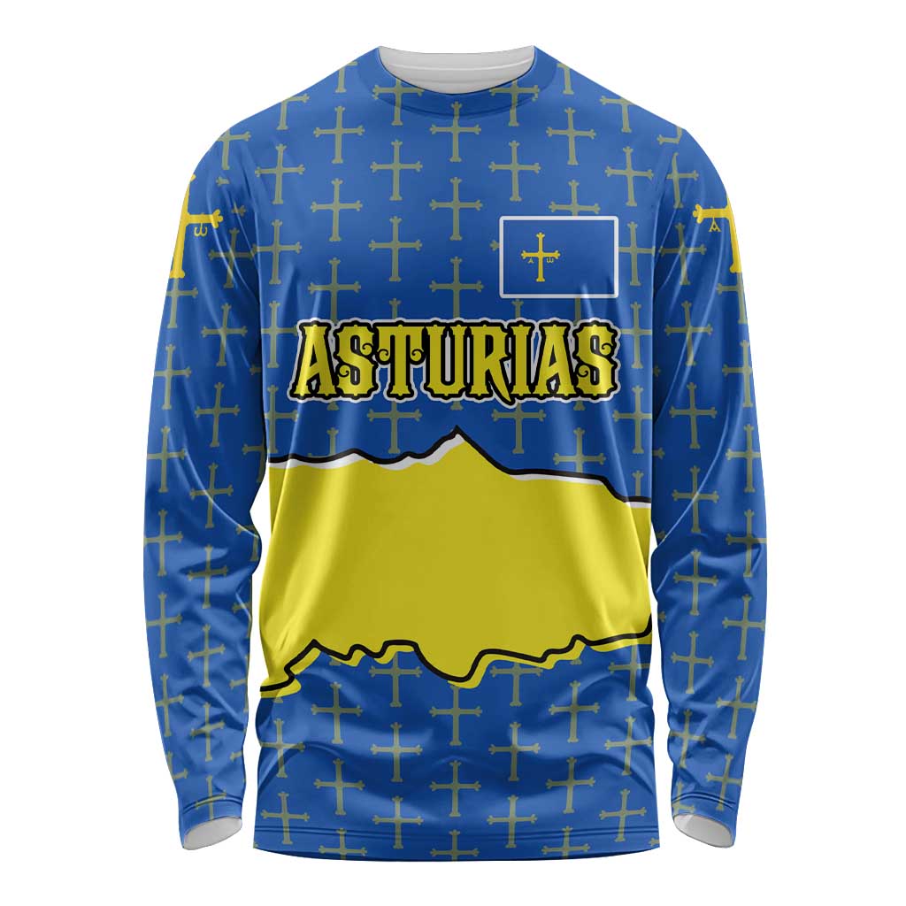 Asturias Flag Long Sleeve Shirt Autonomous Community of Spain - Wonder Print Shop