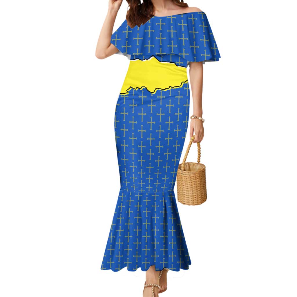 Asturias Flag Mermaid Dress Autonomous Community of Spain - Wonder Print Shop