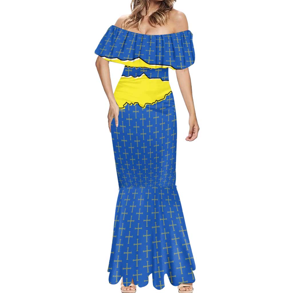 Asturias Flag Mermaid Dress Autonomous Community of Spain - Wonder Print Shop