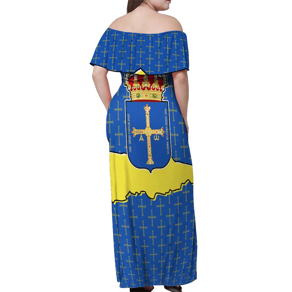 Asturias Flag Off Shoulder Maxi Dress Autonomous Community of Spain - Wonder Print Shop