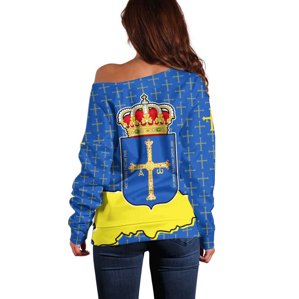Asturias Flag Off Shoulder Sweater Autonomous Community of Spain - Wonder Print Shop