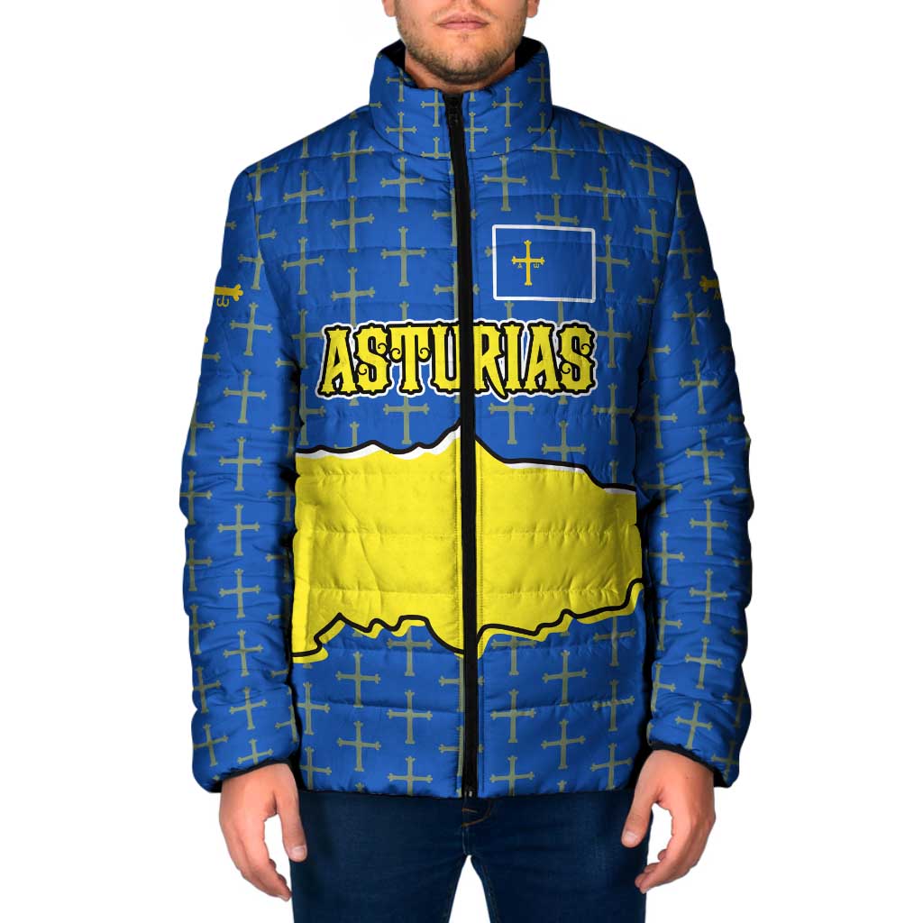 Asturias Flag Padded Jacket Autonomous Community of Spain - Wonder Print Shop