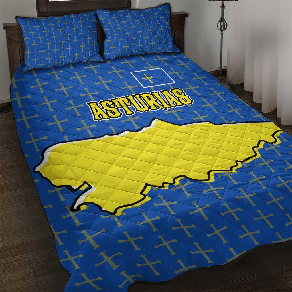 Asturias Flag Quilt Bed Set Autonomous Community of Spain - Wonder Print Shop