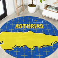 Asturias Flag Round Carpet Autonomous Community of Spain - Wonder Print Shop