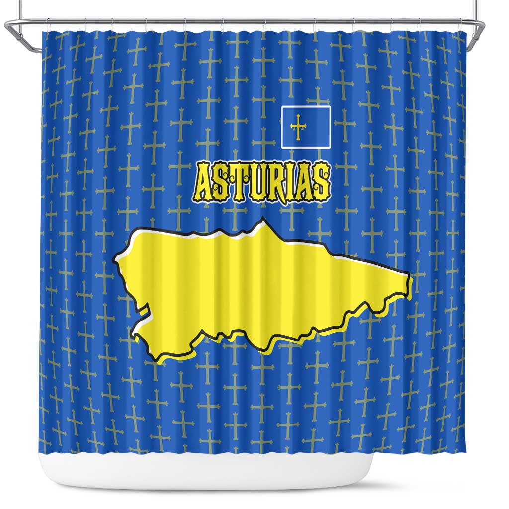 Asturias Flag Shower Curtain Autonomous Community of Spain - Wonder Print Shop