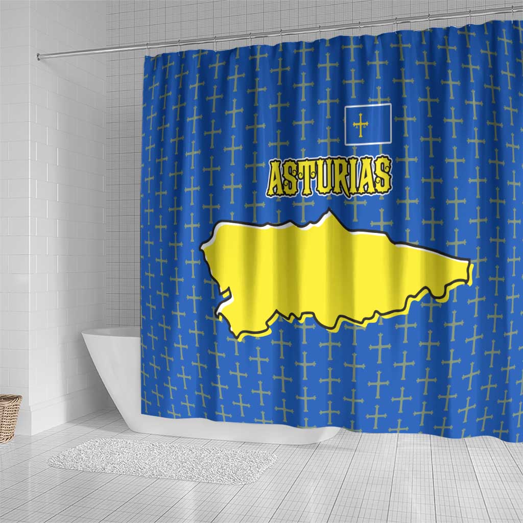 Asturias Flag Shower Curtain Autonomous Community of Spain - Wonder Print Shop