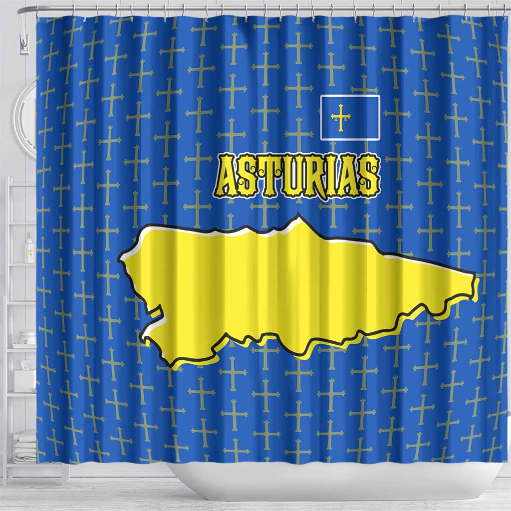 Asturias Flag Shower Curtain Autonomous Community of Spain - Wonder Print Shop