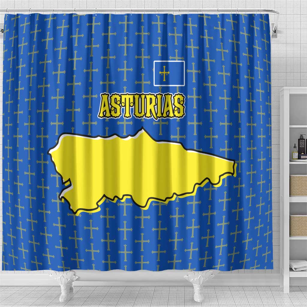 Asturias Flag Shower Curtain Autonomous Community of Spain - Wonder Print Shop