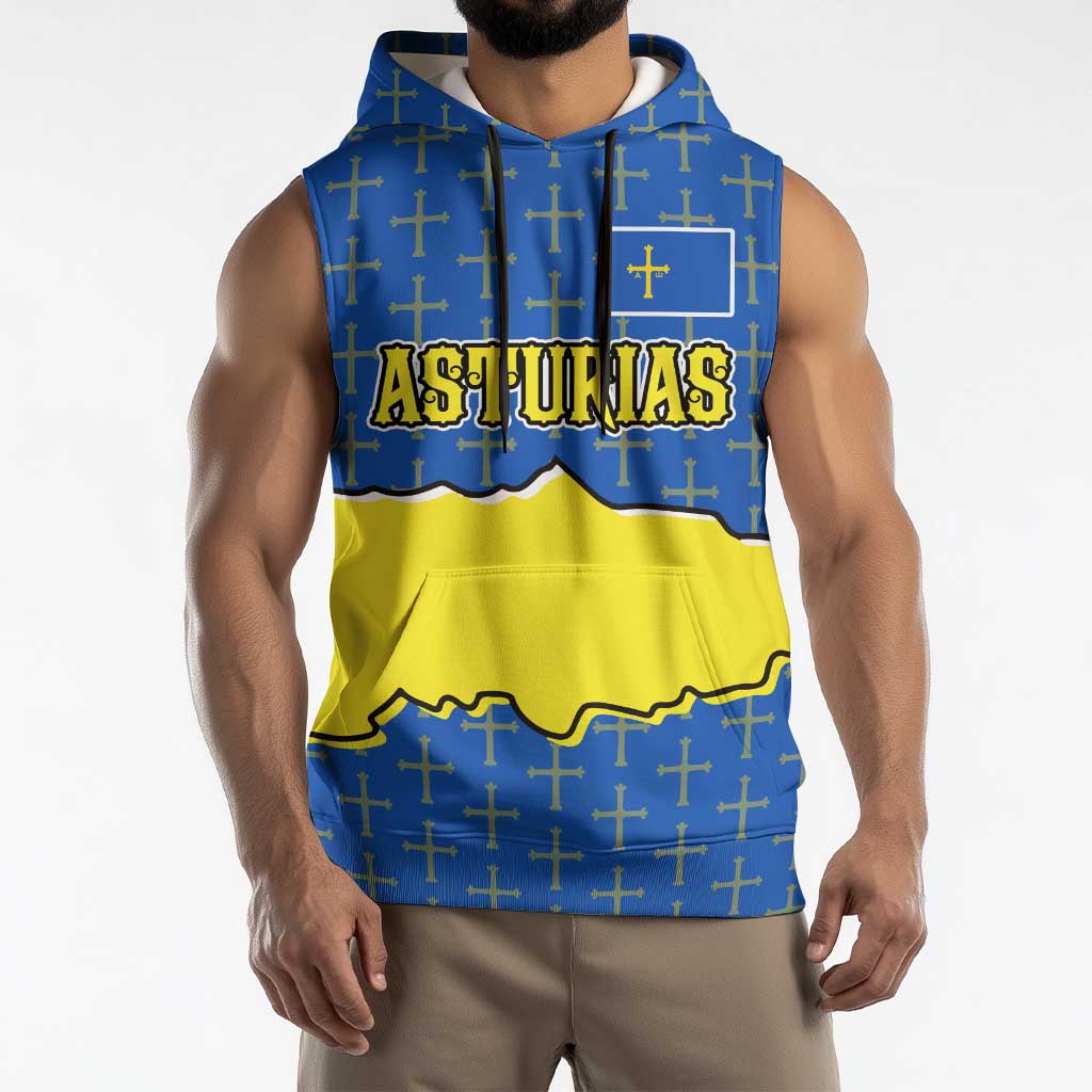 Asturias Flag Sleeveless Hoodie Autonomous Community of Spain - Wonder Print Shop