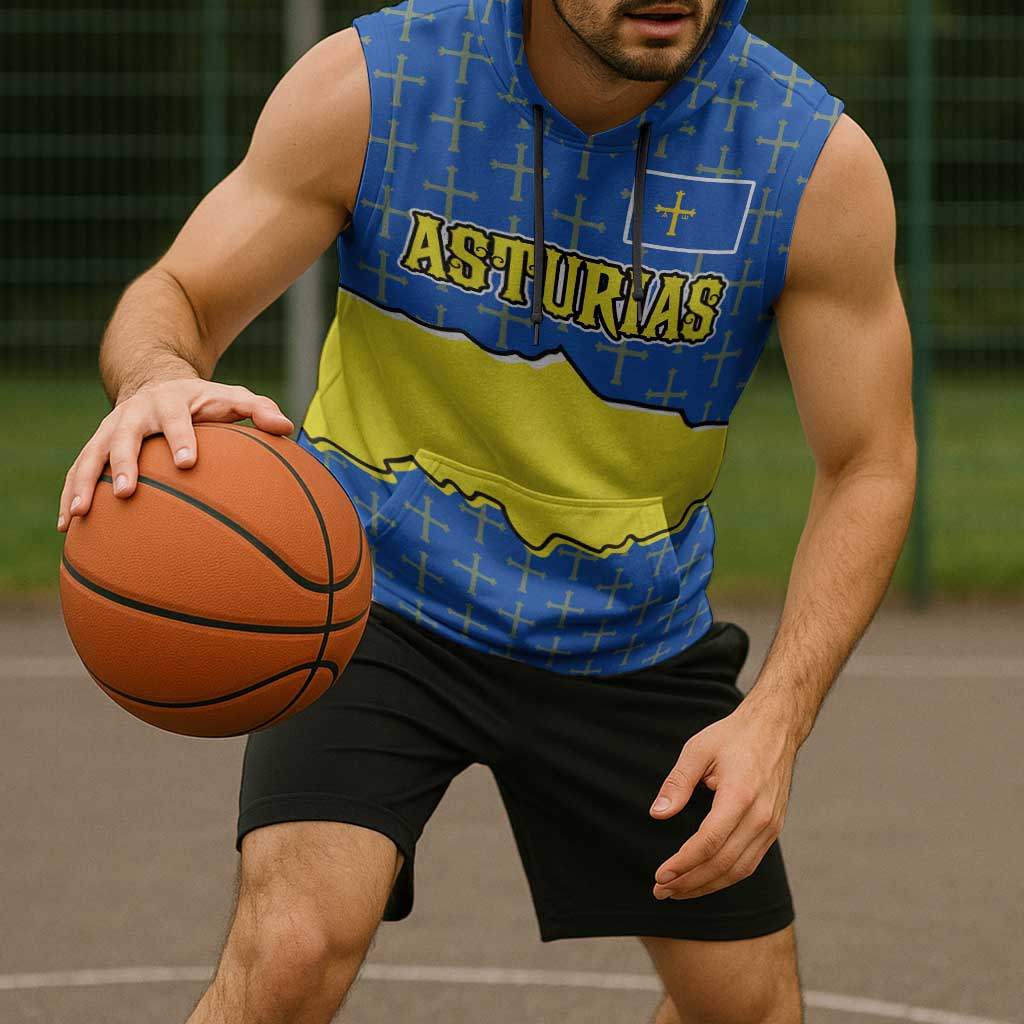 Asturias Flag Sleeveless Hoodie Autonomous Community of Spain - Wonder Print Shop