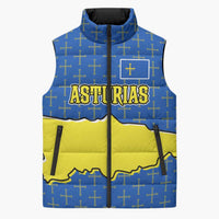 Asturias Flag Sleeveless Puffer Jacket Autonomous Community of Spain - Wonder Print Shop