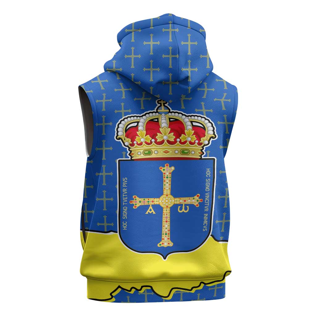 Asturias Flag Sleeveless Zip Hoodie Autonomous Community of Spain - Wonder Print Shop