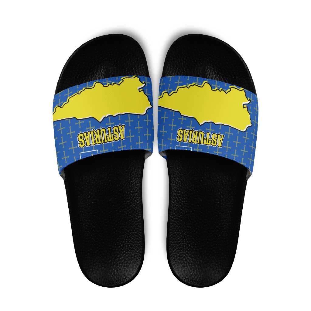 Asturias Flag Slide Sandals Autonomous Community of Spain - Wonder Print Shop