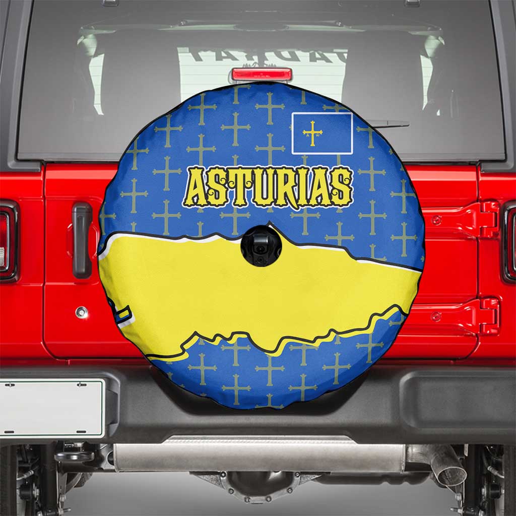 Asturias Flag Spare Tire Cover Autonomous Community of Spain - Wonder Print Shop
