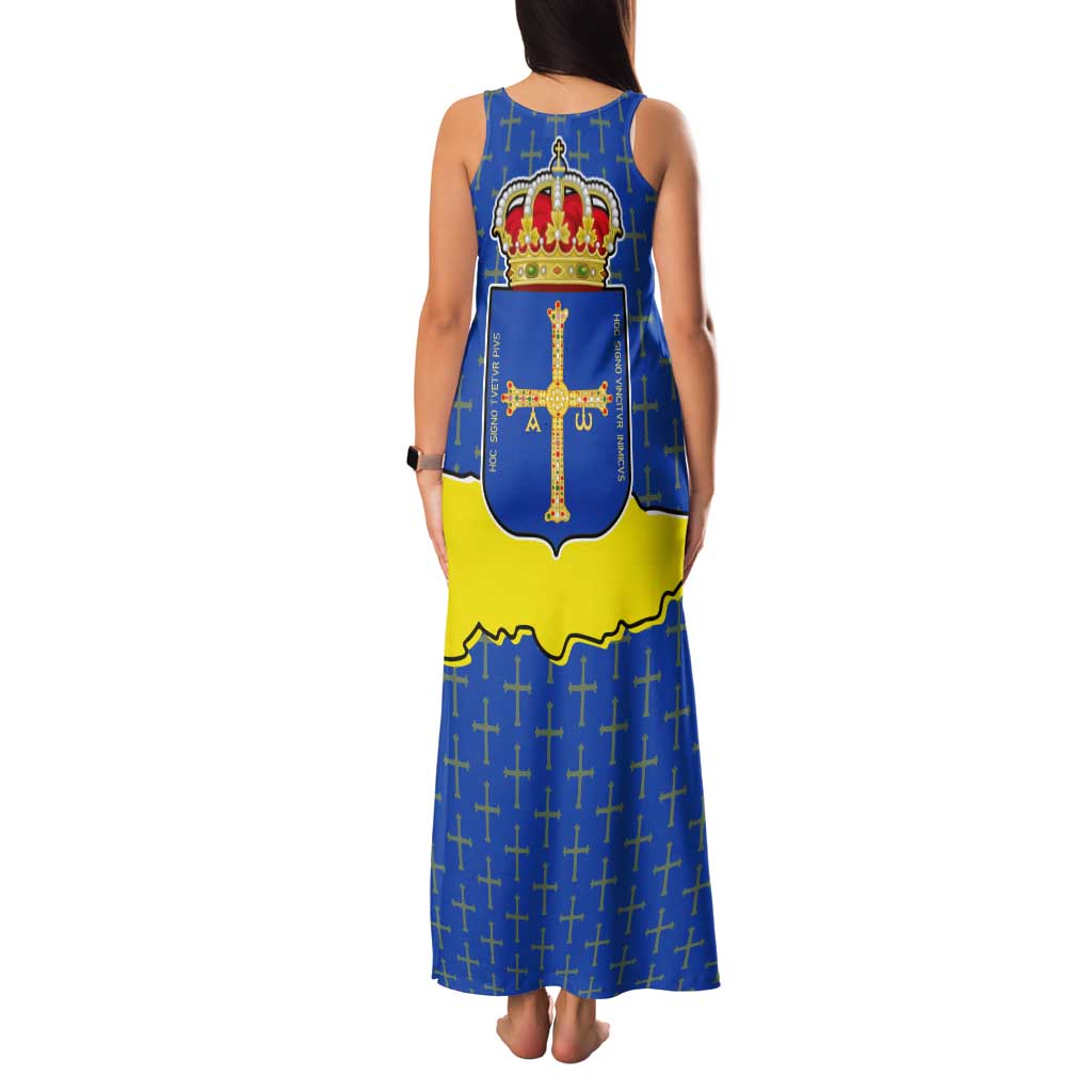 Asturias Flag Tank Maxi Dress Autonomous Community of Spain - Wonder Print Shop