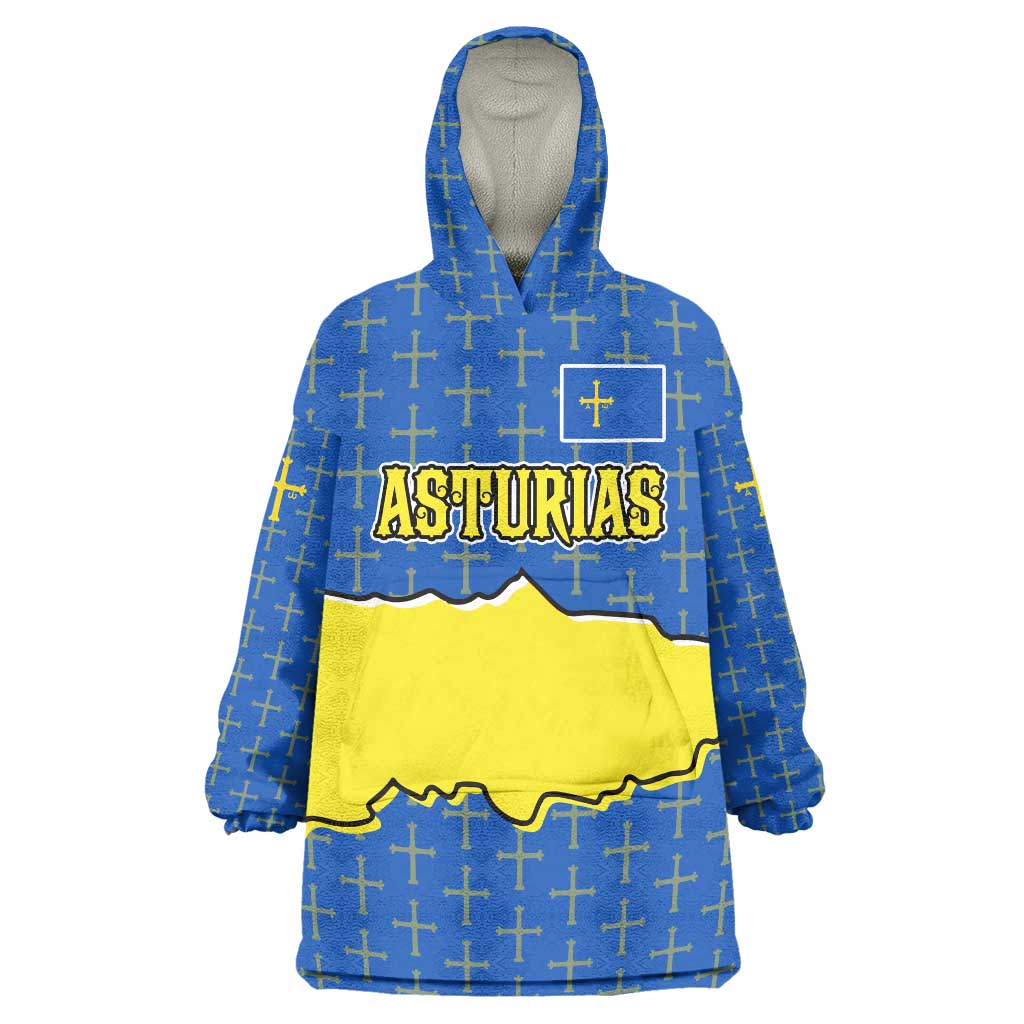 Asturias Flag Wearable Blanket Hoodie Autonomous Community of Spain - Wonder Print Shop