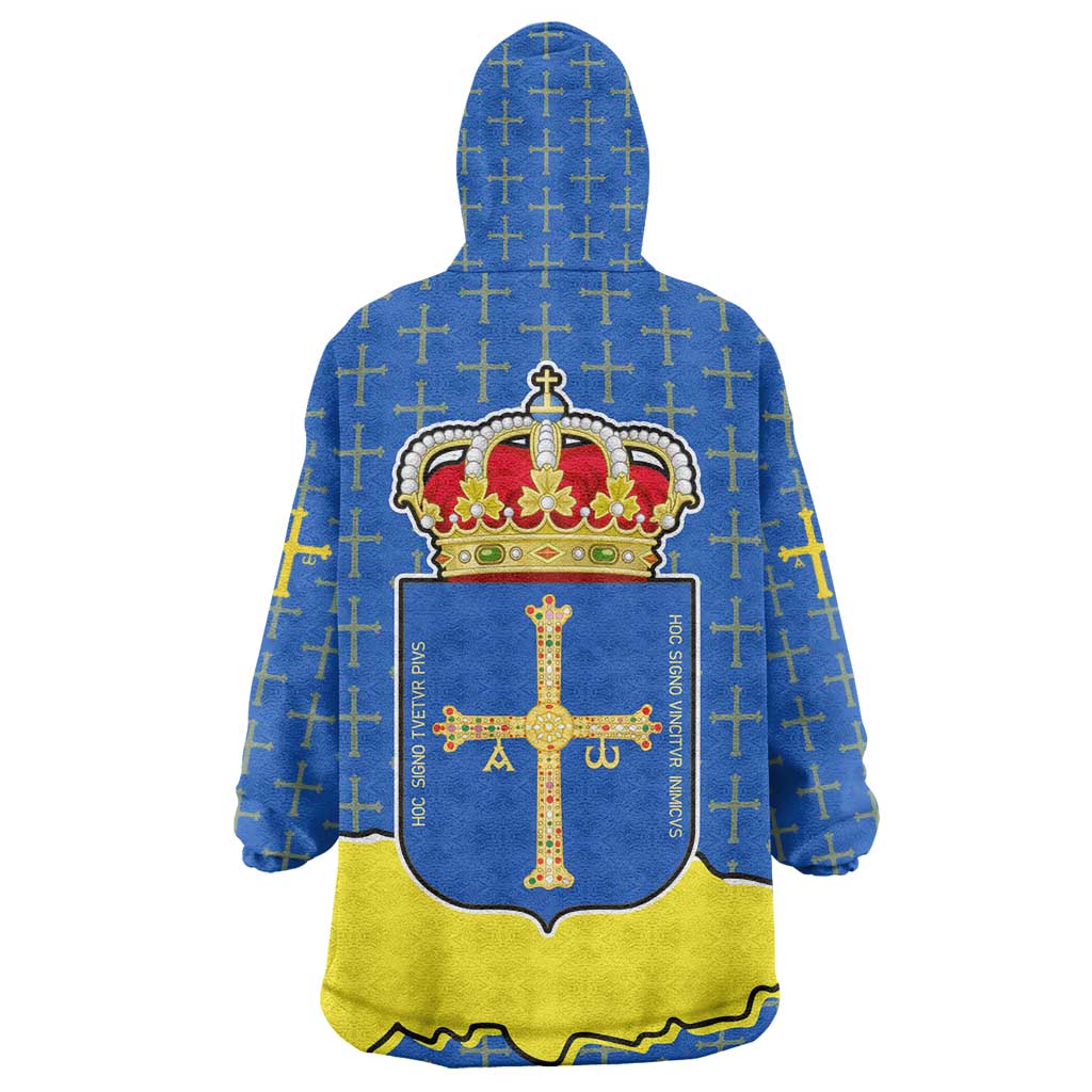 Asturias Flag Wearable Blanket Hoodie Autonomous Community of Spain - Wonder Print Shop