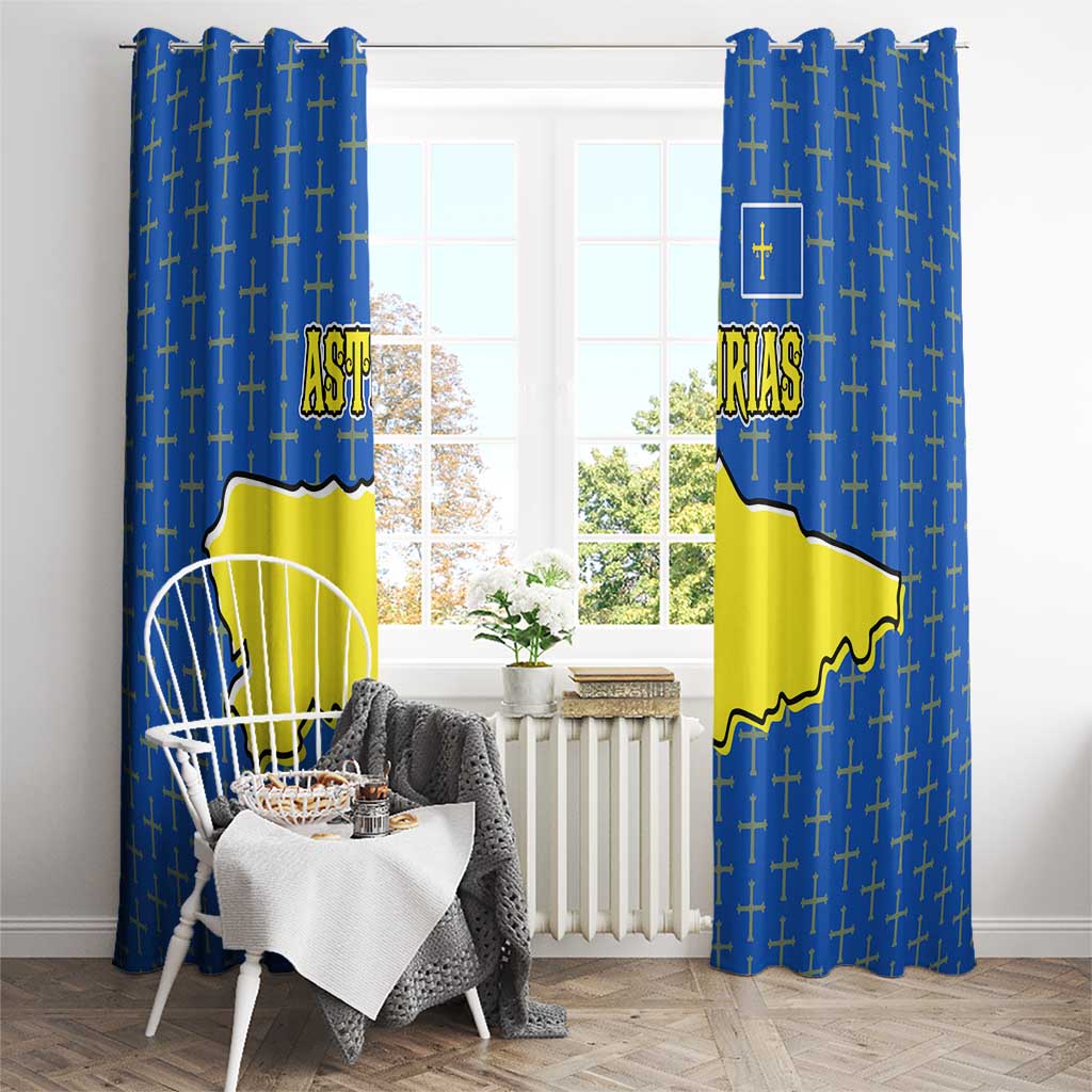 Asturias Flag Window Curtain Autonomous Community of Spain - Wonder Print Shop