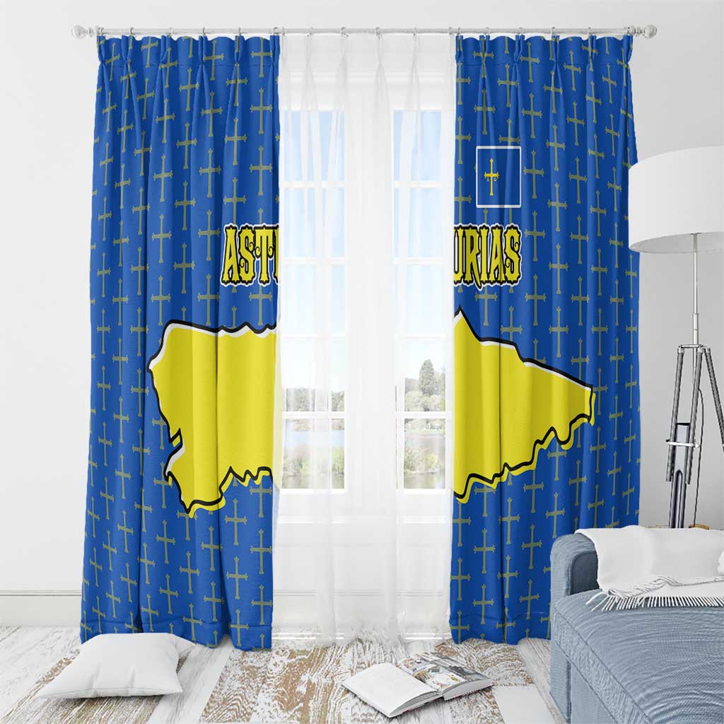 Asturias Flag Window Curtain Autonomous Community of Spain - Wonder Print Shop