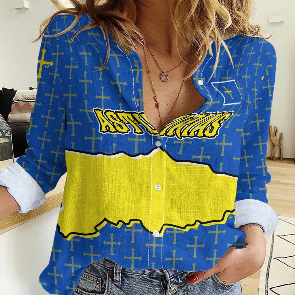 Asturias Flag Women Casual Shirt Autonomous Community of Spain - Wonder Print Shop