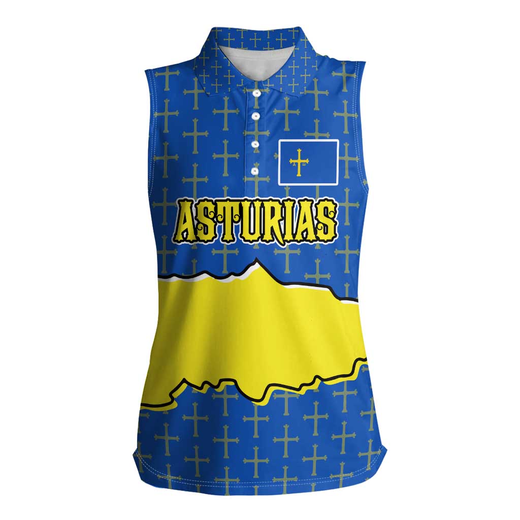 Asturias Flag Women Sleeveless Polo Shirt Autonomous Community of Spain - Wonder Print Shop