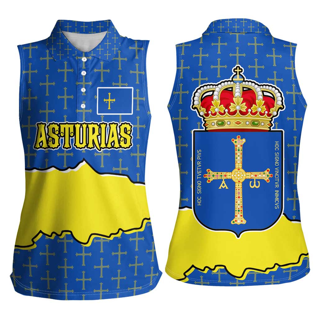 Asturias Flag Women Sleeveless Polo Shirt Autonomous Community of Spain - Wonder Print Shop