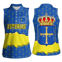 Asturias Flag Women Sleeveless Polo Shirt Autonomous Community of Spain - Wonder Print Shop