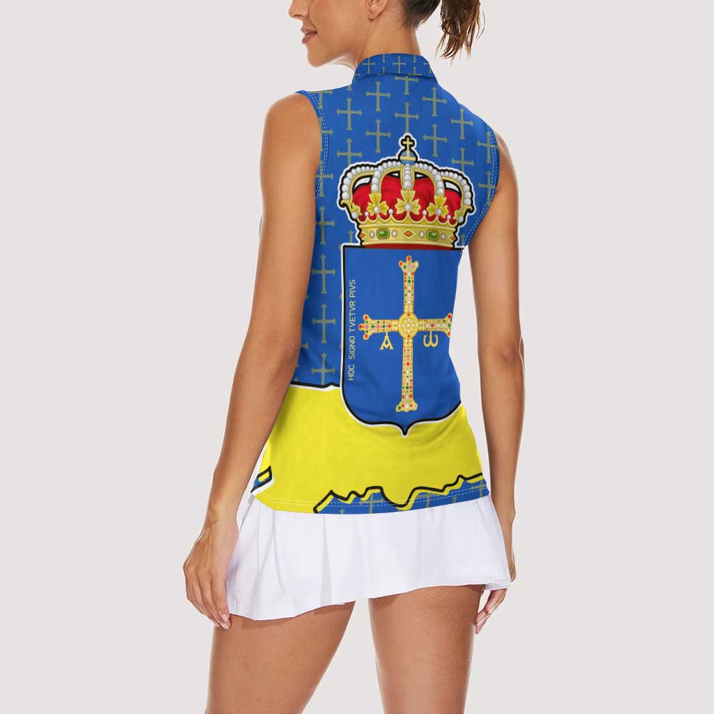 Asturias Flag Women Sleeveless Polo Shirt Autonomous Community of Spain - Wonder Print Shop