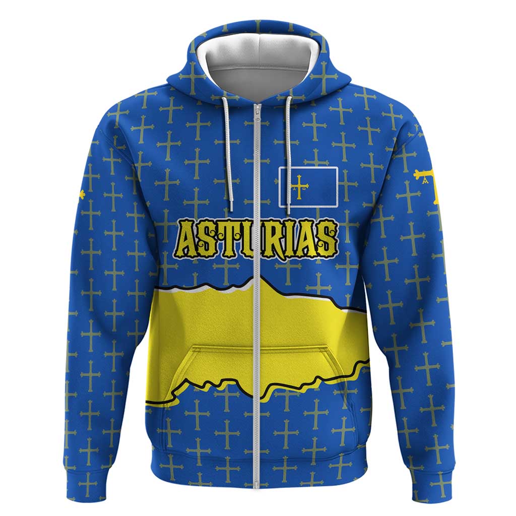 Asturias Flag Zip Hoodie Autonomous Community of Spain - Wonder Print Shop