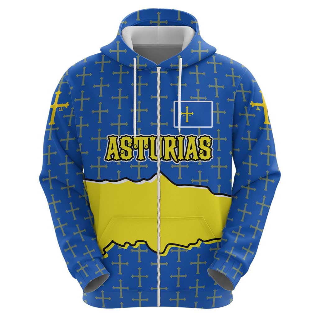 Asturias Flag Zip Hoodie Autonomous Community of Spain - Wonder Print Shop